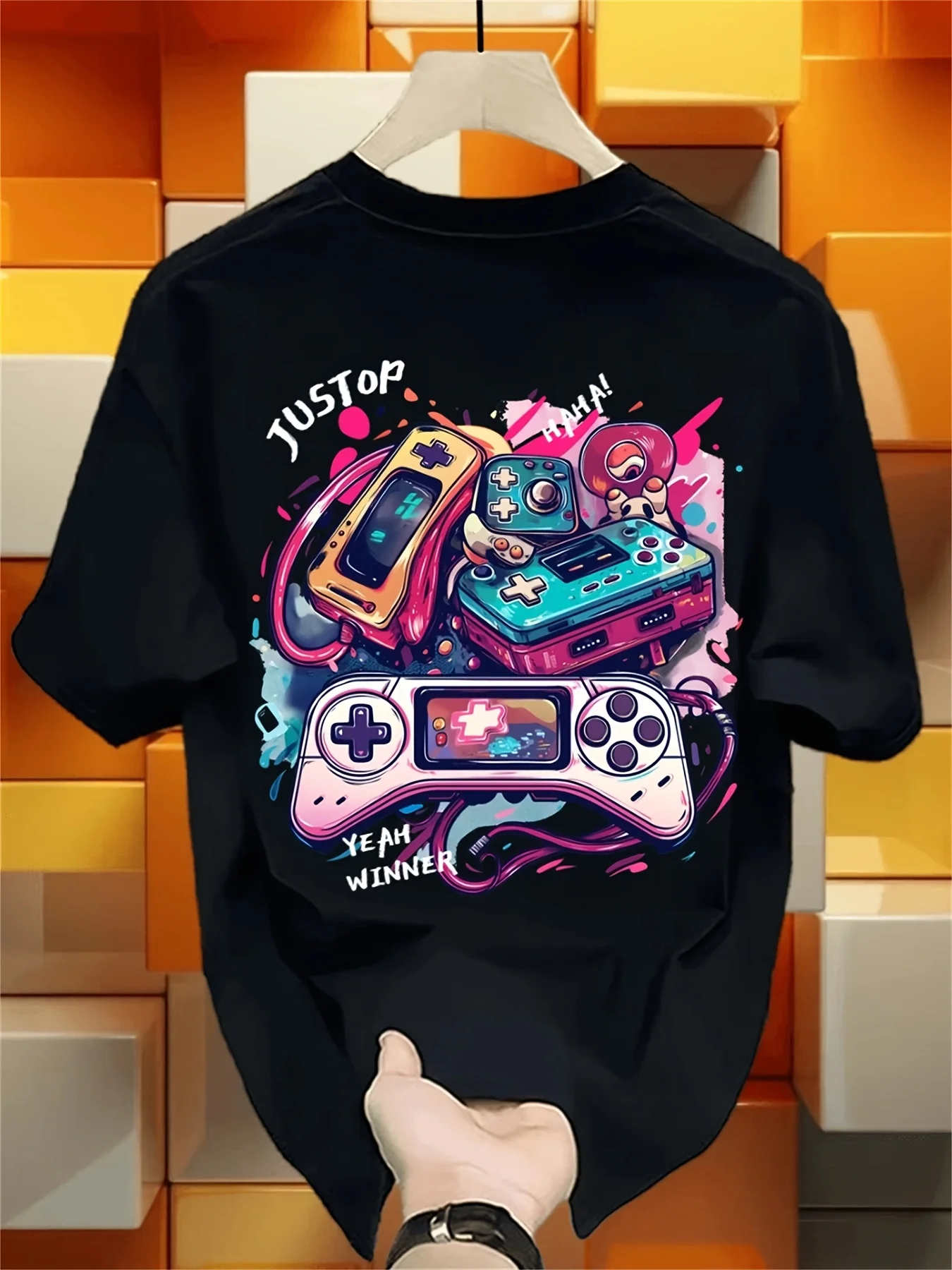 Retro Gaming Jersey - تي شيرت مطبوع على الوجهين بتصميم