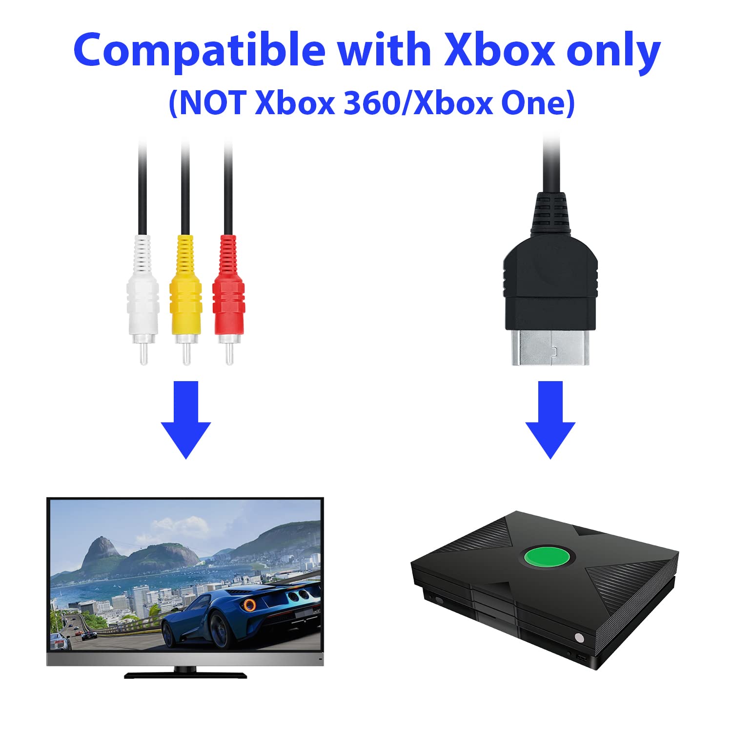 Retro Gaming Xbox One - وصلة سلك كابل AV الأصلية من