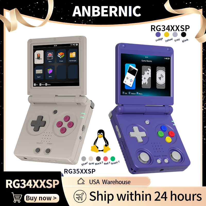 Anbernic RG34XXSP RG35XXSP وحد - مراجعة Retro Gaming Emulator Console وسعره