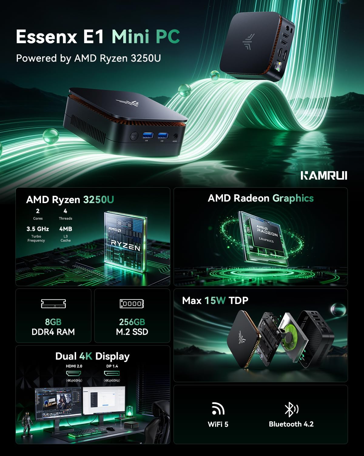 كمبيوتر مكتبي صغير KAMRUI مع م - مراجعة Retro Gaming Mini Pc وسعره